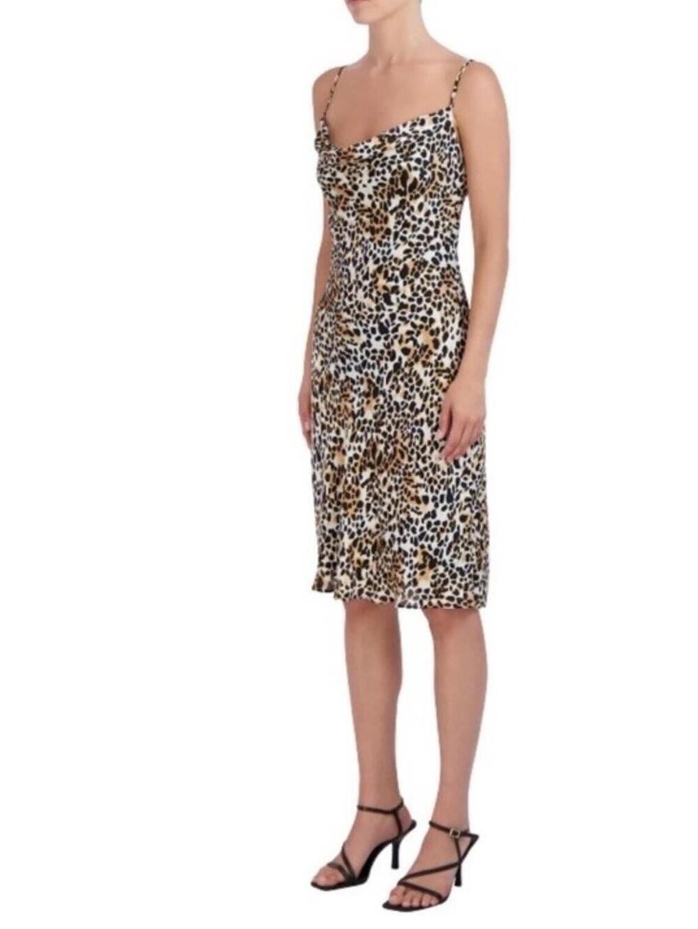 BCBG Paris Womens Size Medium Leopard Print Slip Dress